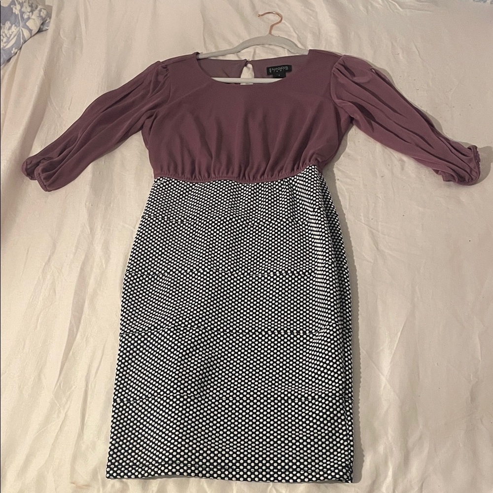 Express Mauve and Black Long Sleeve Dress